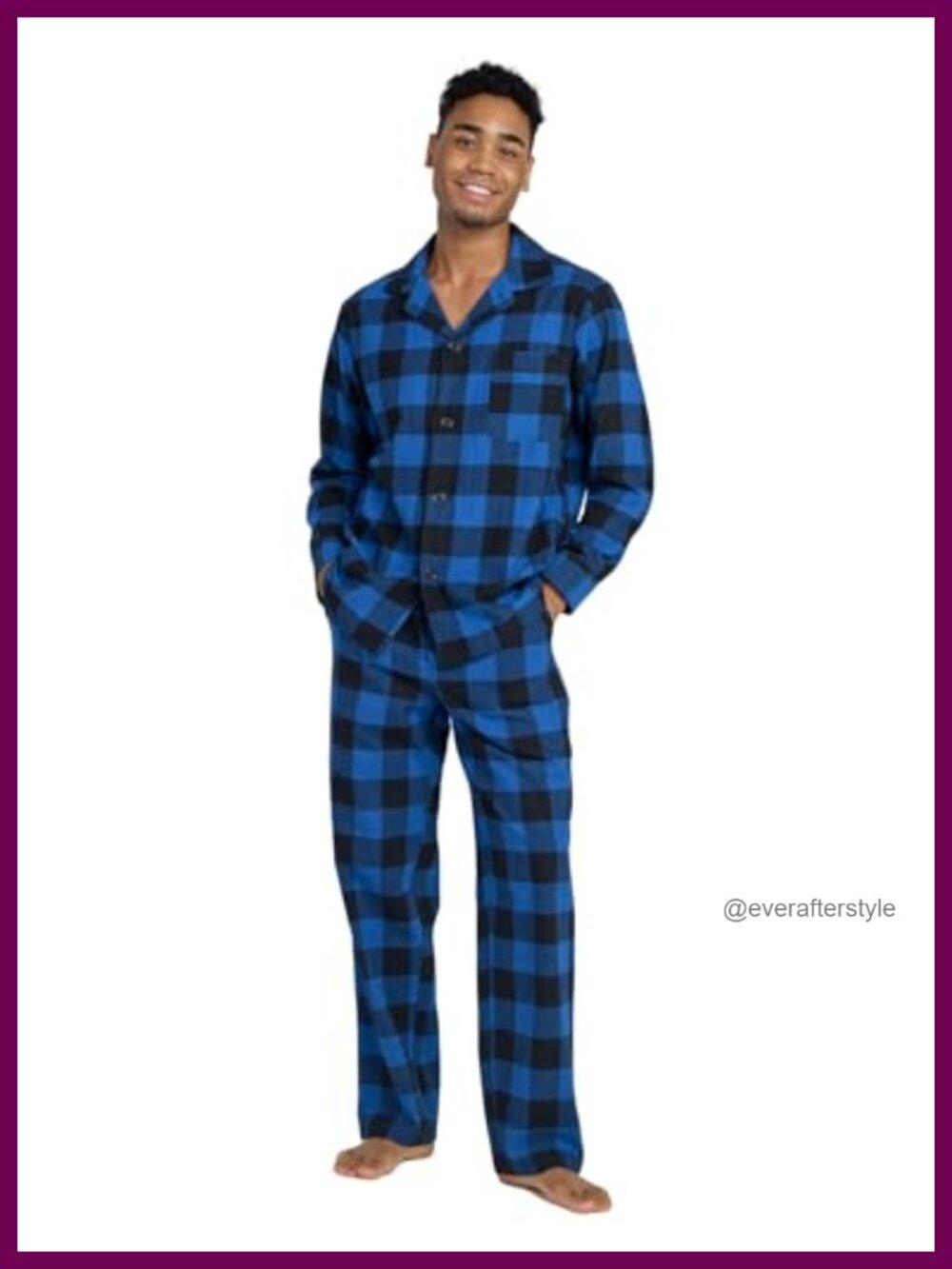 Men's Cotton Flannel Pajama Set Long Sleeve Lounge Sleepwear PJs